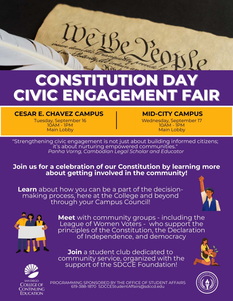 Continuing Education will host Constitution Day Civic Engagement Fairs