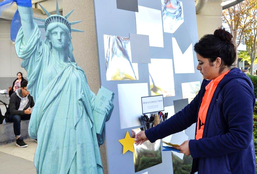 Students, faculty, and staff participated in a Teach-in event held at San Diego Mesa College on November 30, 2016.  The event was one of several actions taken across the district to ease tensions following the Presidential Election.