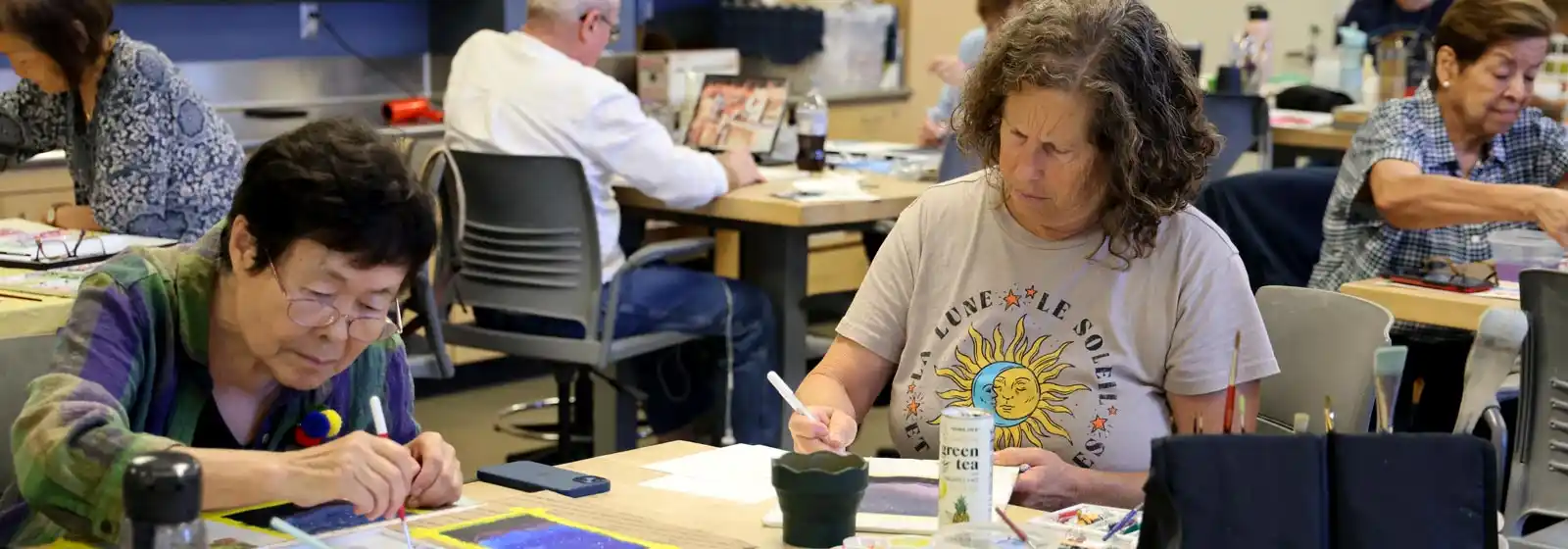 Students doing art in class
