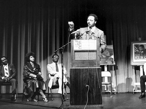 Jesse Jackson speaking at ECC in 1987