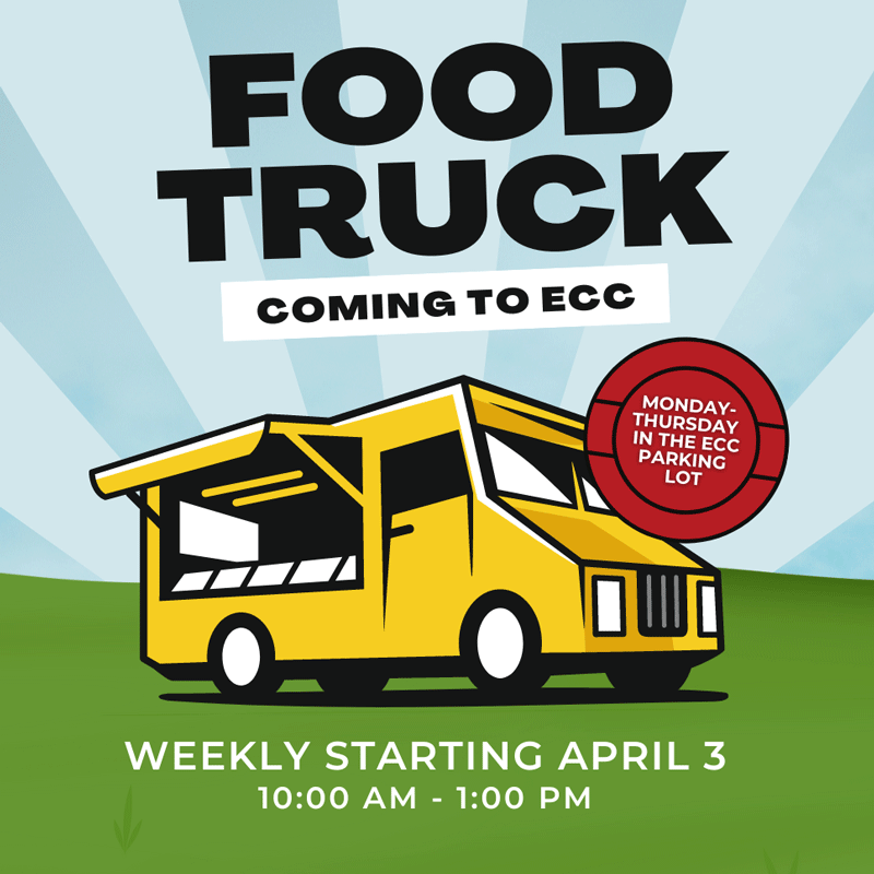 Food Truck Coming to ECC, Monday - Thursday in the ECC Parking Lot, weekly starting April 3, 10:00 AM - 1:00 PM