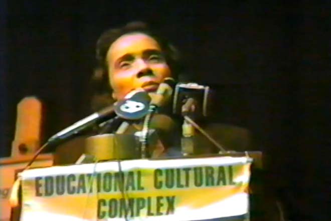 Coretta Scott King speaking at ECC