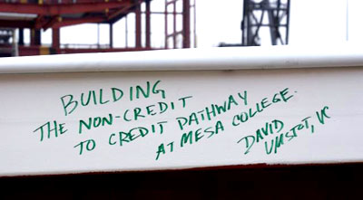 Quote and signature from David Umslot - Building the non-credit to credit pathway at Mesa College