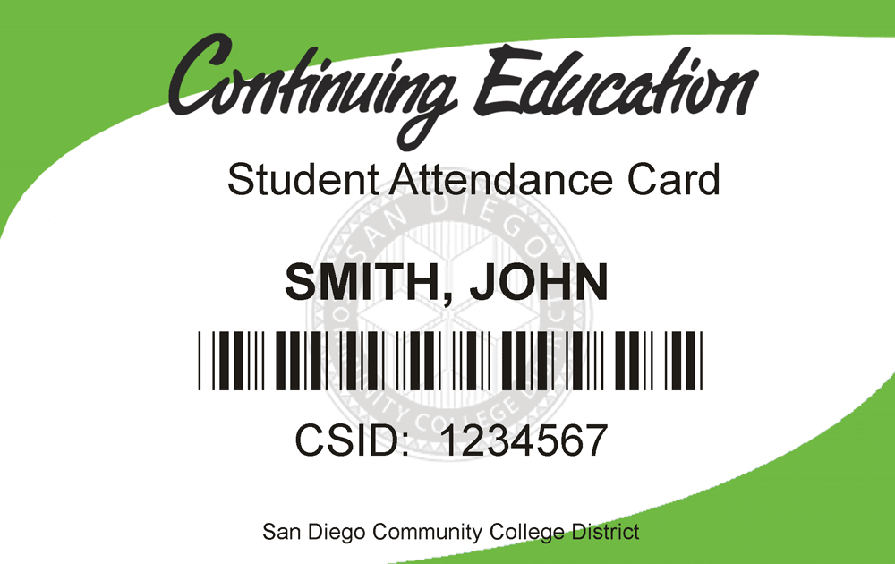 Student Attendance Card