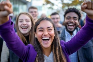 students celebrating