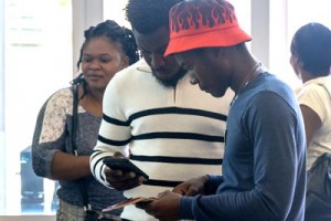 students looking at their phones