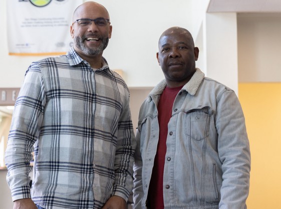 Dr. Terry Sivers (left) with Student at SDCCE’s Mid-City Campus