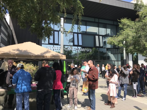Group lines up outside North City Campus for voter registration
