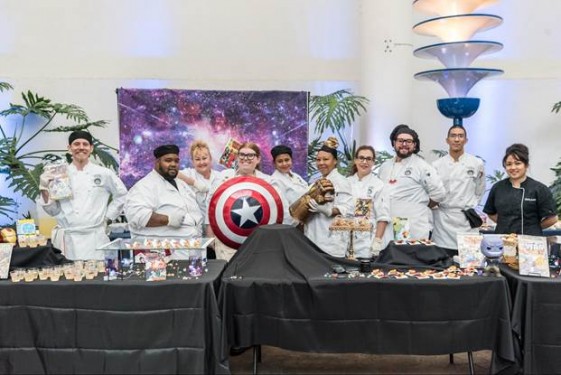grop photo culinary students with captain america shield