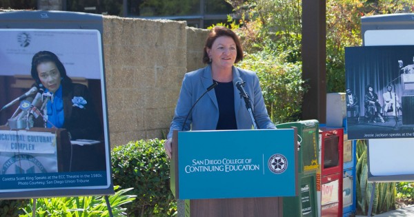California Senate President pro Tempore Toni G. Atkins visits SDCCE to announce a $35 million grant to preserve the Educational Cultural Complex Theatre