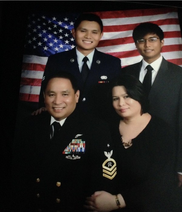 Raven with his mom, dad, and father, retired U.S. Naval Senior Chief Petty Officer