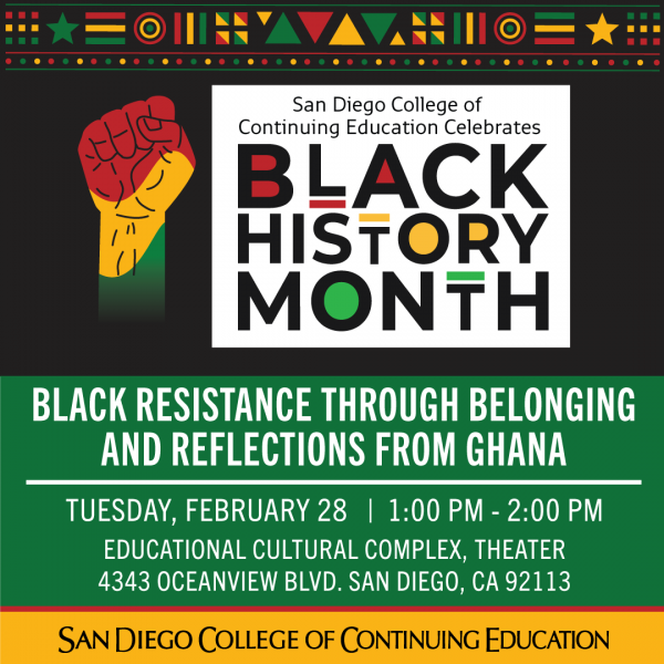 “Black Resistance through Belonging and Reflections from Ghana” at the Educational Cultural Complex theater