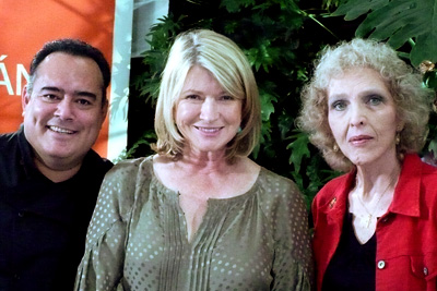 L to R Former Continuing Education student and professional chef Ricardo Muñoz Zurita with Martha Stewart and Instructor Marilyn Biggica.